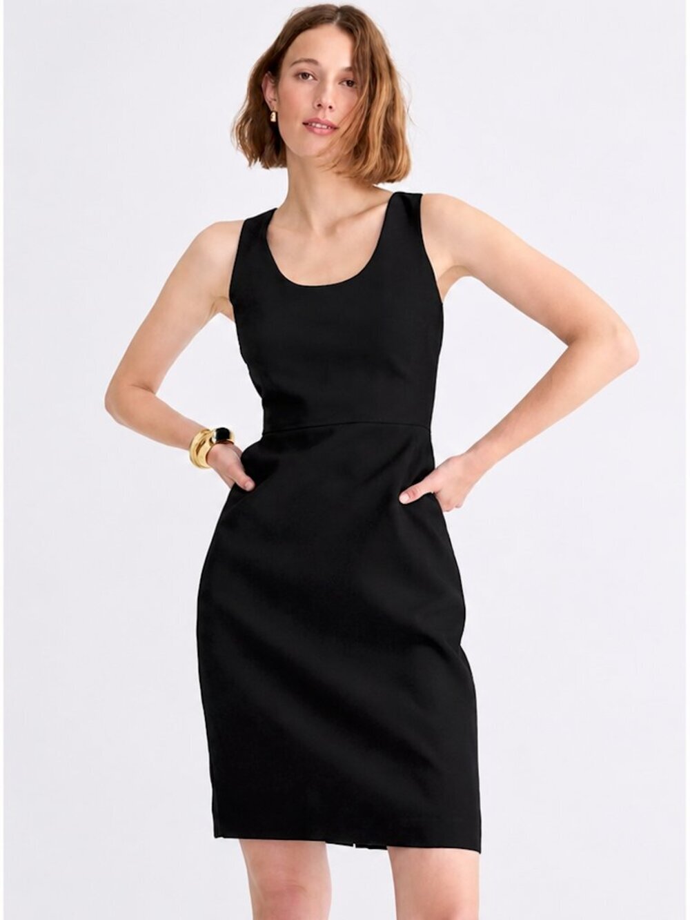 J Crew Scoopneck Resume Dress in Stretch Linen Blend